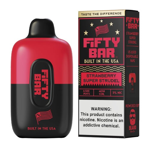 Fifty Bar Disposable 6 500 Puffs Strawberry Super Strudel